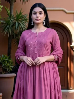 Embroidered Cotton Kurta and Pant Set
