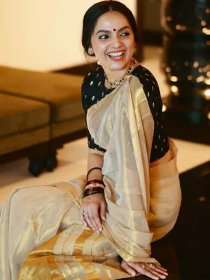 Linen Tissue Gold Saree