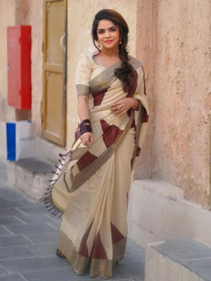 Coffee Brown Temple Saree