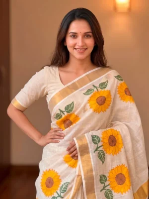Onam festival special Cotton Saree