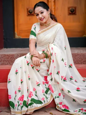 Sumangala - Small Lotus Set Saree