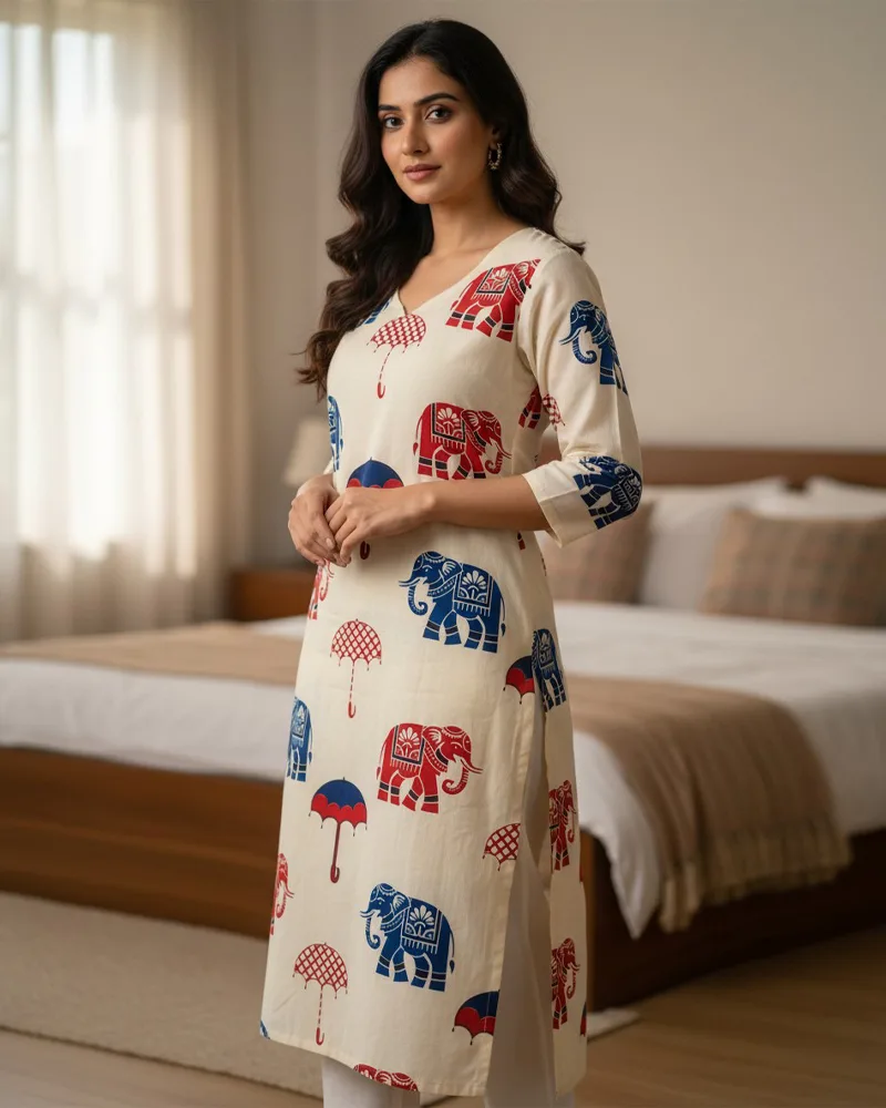 Stay comfortable and effortlessly stylish with our cotton kurti top. Crafted from soft, breathable cotton fabric, it offers a lightweight feel and easy movement—perfect for everyday wear.