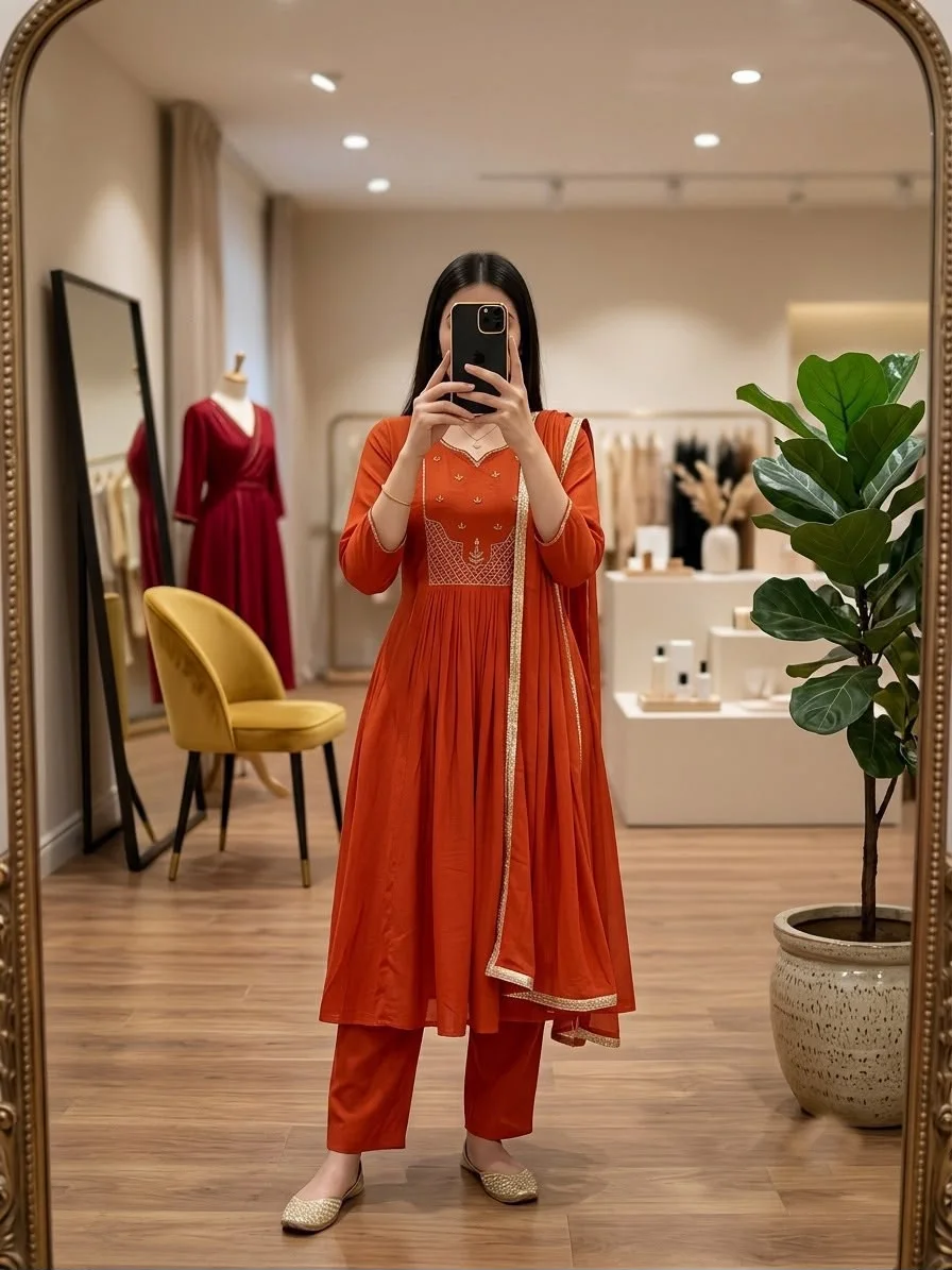 Premium Mul Chanderi Anarkali Kurti
